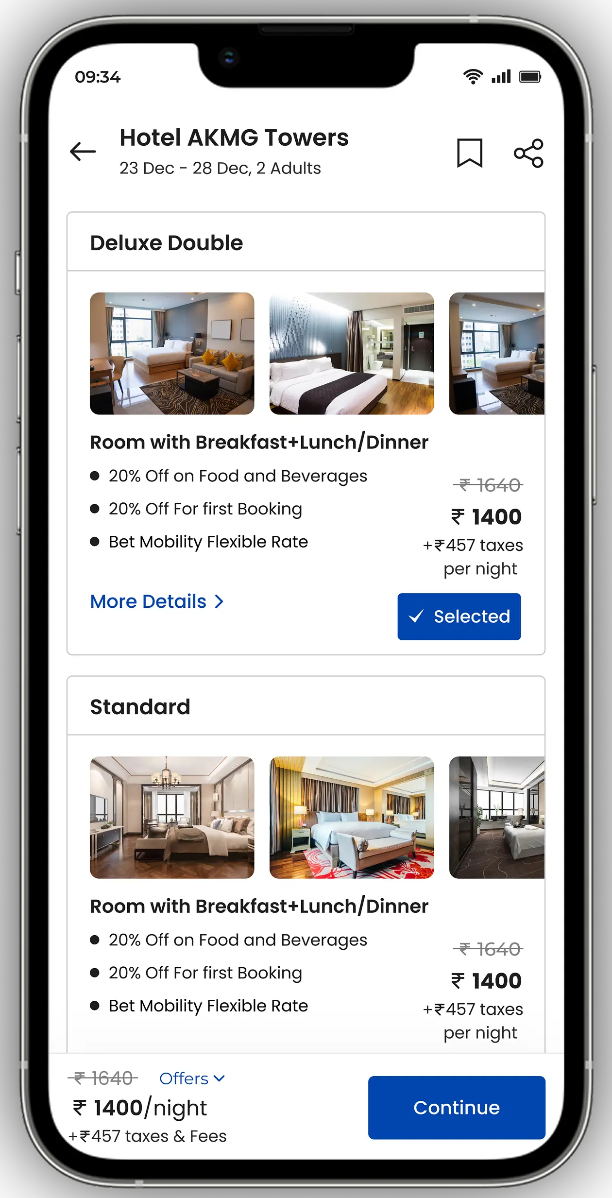Mobile app screen