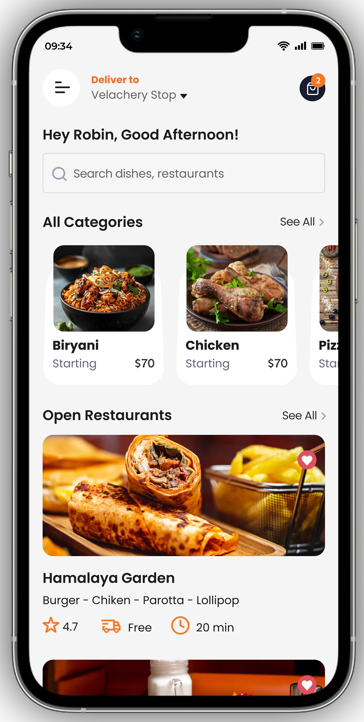 Mobile app screen